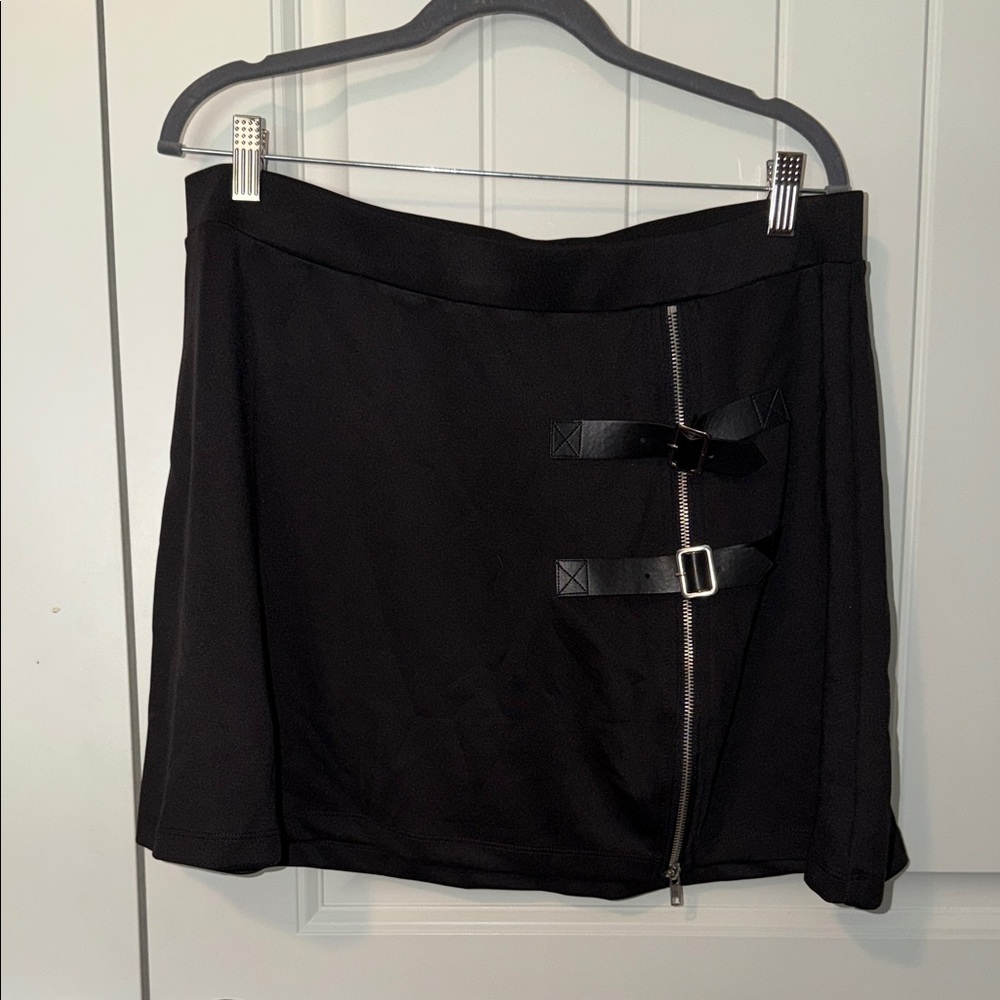 Black Buckle Mini Skirt